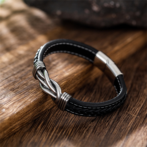 Stainless Steel Leather Bracelet