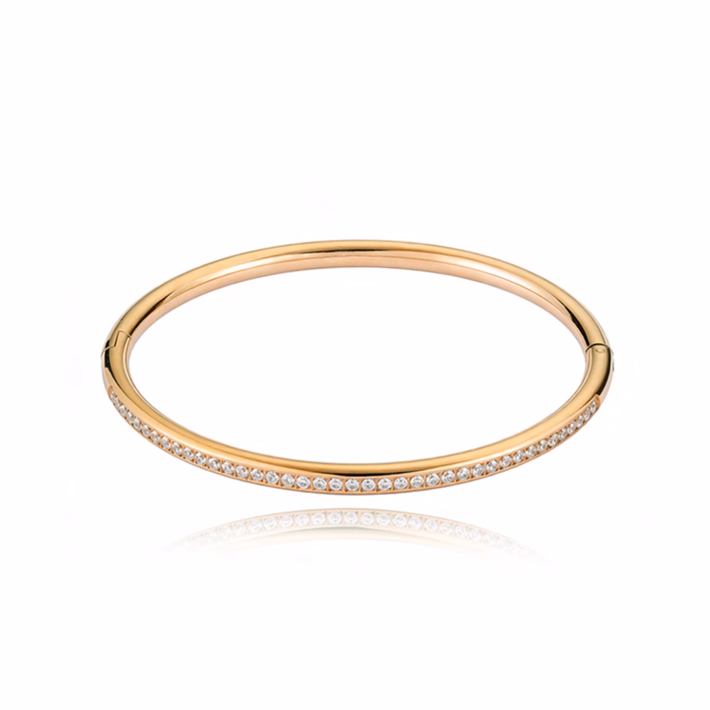 Gold Eternity Bangle with Pave Crystal Accents