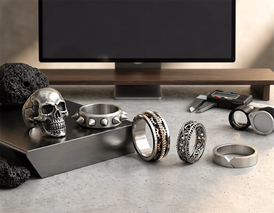 High-quality stainless steel skull and mechanical ring