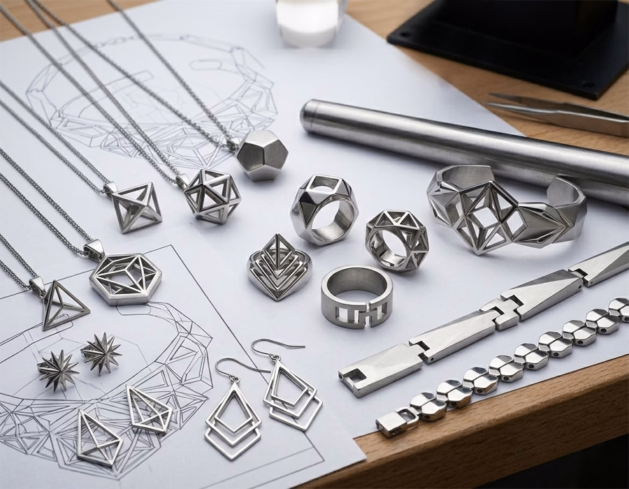 Stainless steel jewelry with complex geometric designs - Jinyuan jewelry