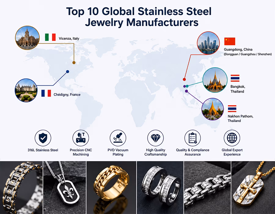 Global stainless steel jewelry manufacturers and manufacturing hubs